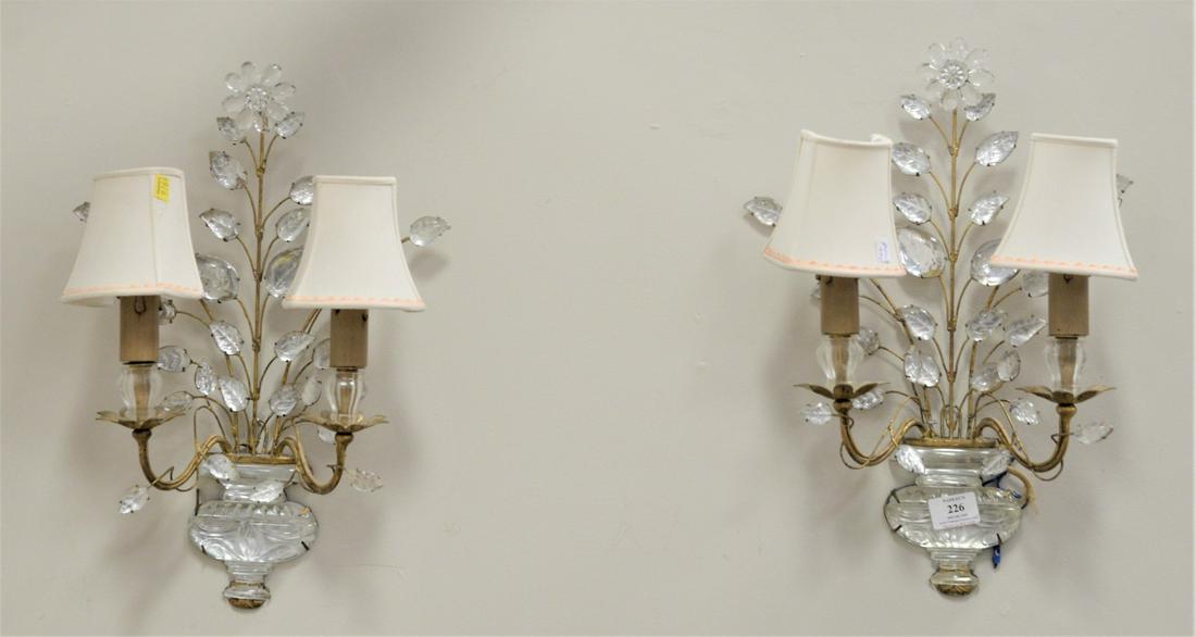 Pair of Two-Light Candle Sconces, having glass urn form (1 of 3)