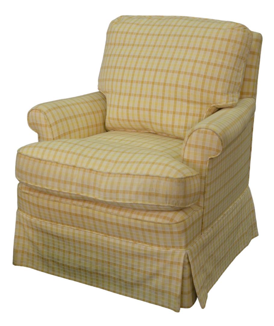 Custom Upholstered Armchair, with yellow checkered (1 of 4)