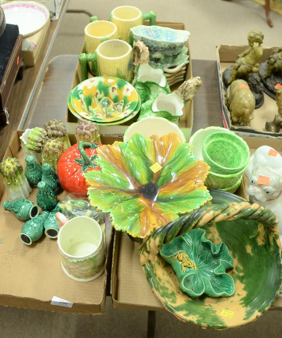 Three Tray Lots of Majolica and Glazed Ceramics, to (1 of 4)