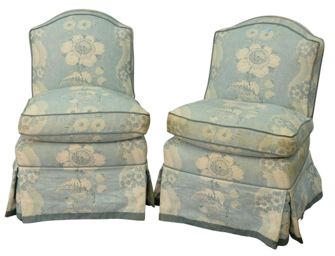Pair Custom Upholstered Side Chairs, (one cushion front (1 of 4)