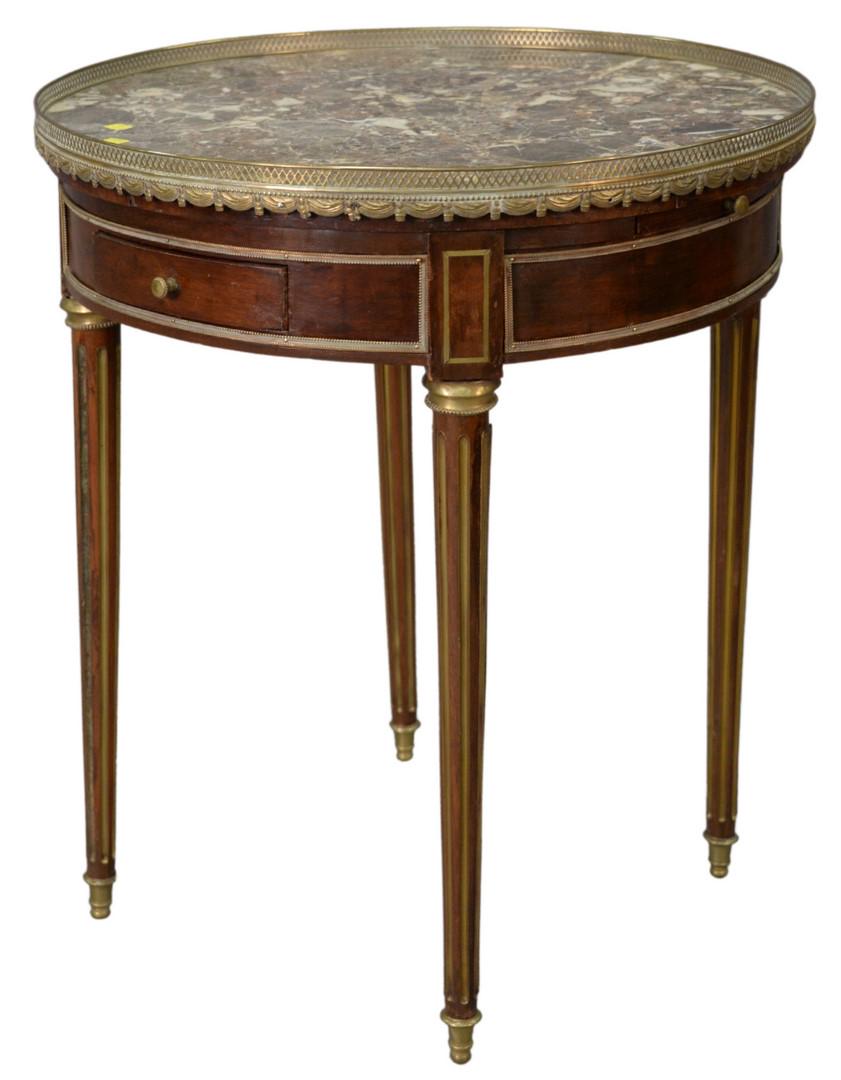 Louis XVI Style Table, with brass gallery and marble (1 of 4)