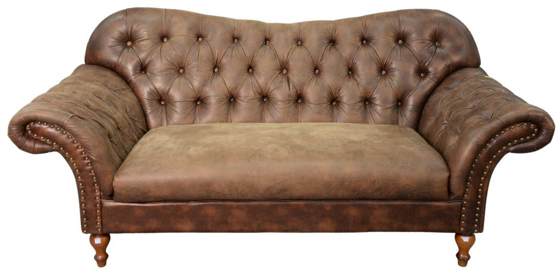 Contemporary Brown Leather Upholstered Sofa having (1 of 5)