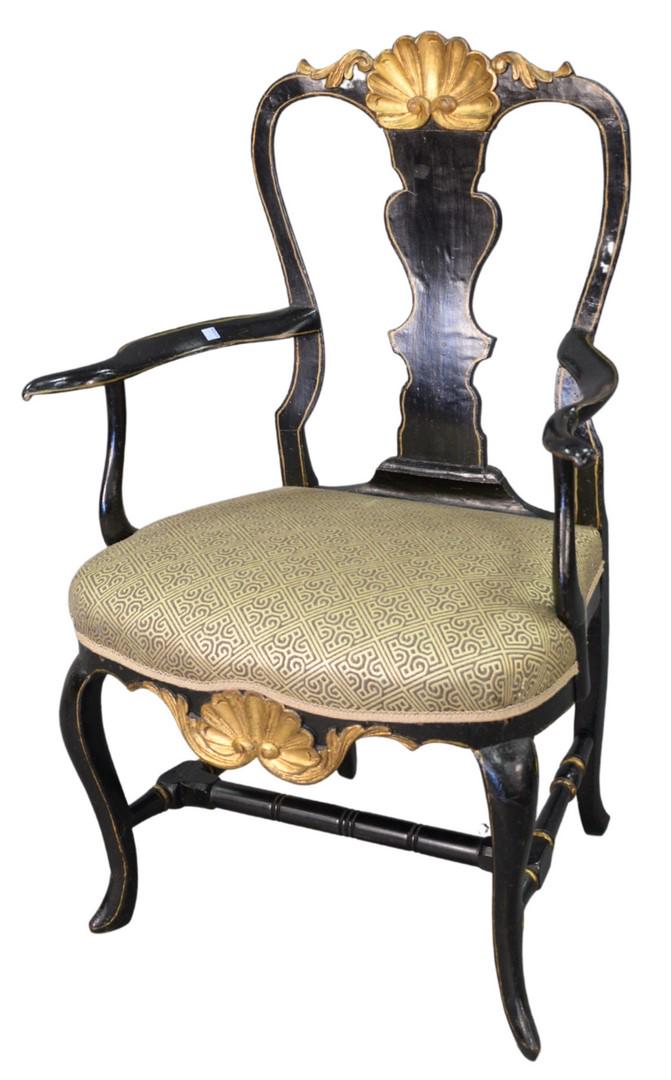 Queen Anne Armchair, with shell carved crest rail over (1 of 4)