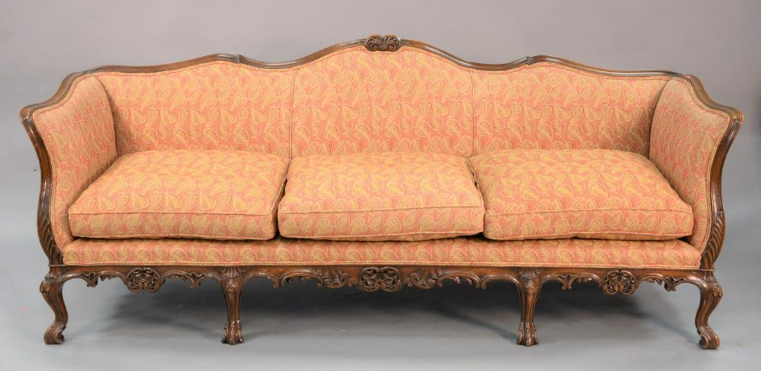 Louis XV Style Sofa, with custom upholstery with carved (1 of 3)