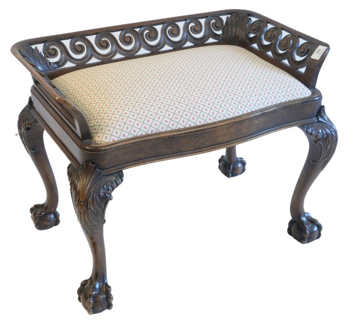 Mahogany Gallery Back Bench, on ball and claw feet, (1 of 4)