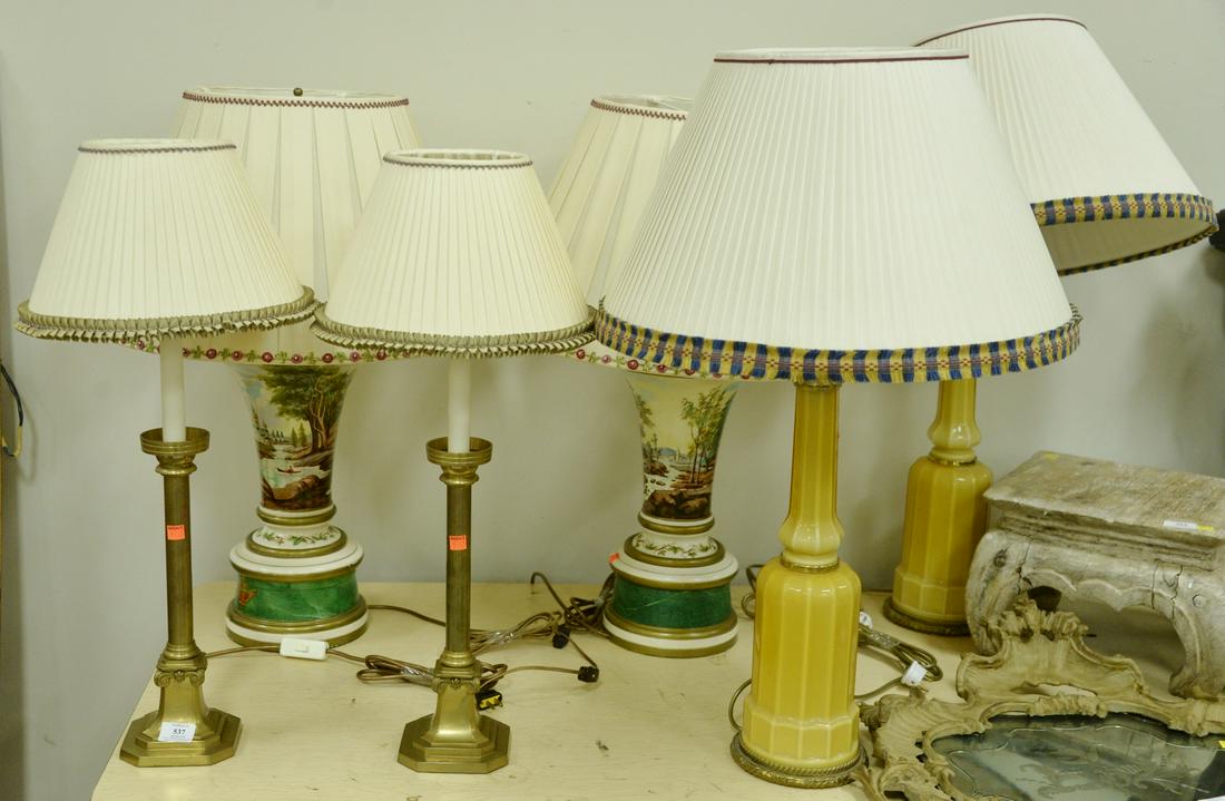 Six Piece Lot, to include three pairs of table lamps; (1 of 4)