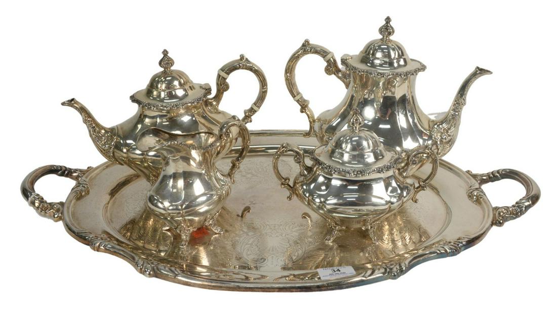 Reed and Barton Sterling Silver Four Piece Tea Set with (1 of 5)