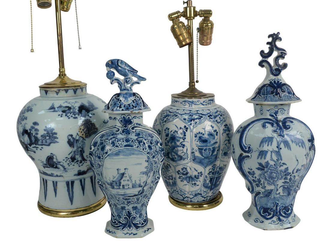 Group of Four Blue and White Delft Pieces to include a (1 of 5)
