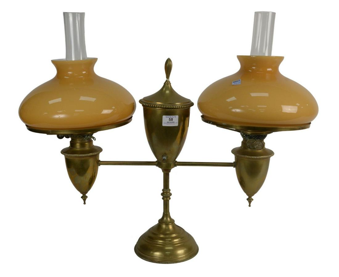Bradley and Hubbard Double Brass Student Lamp having (1 of 4)