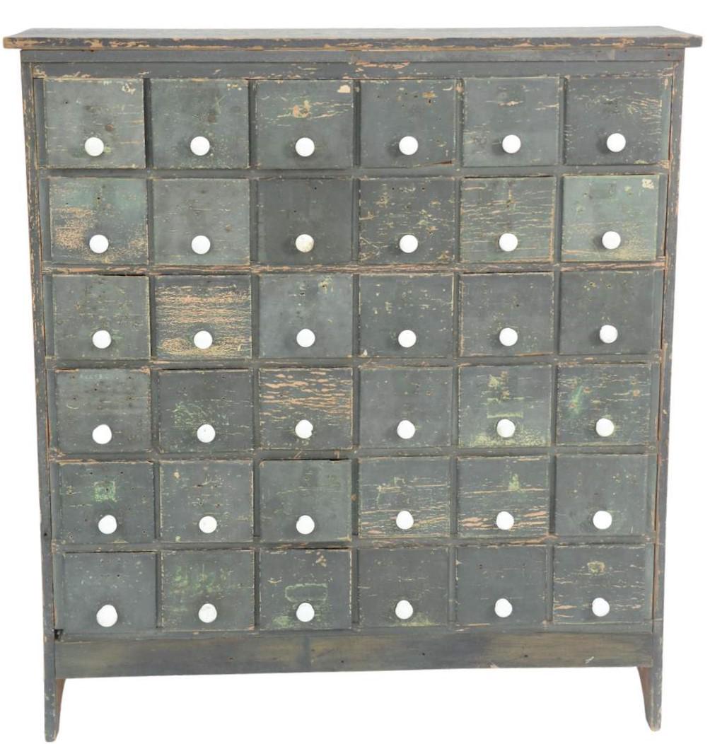 Thirty-Six Drawer Apothecary Cabinet with porcelain (1 of 3)