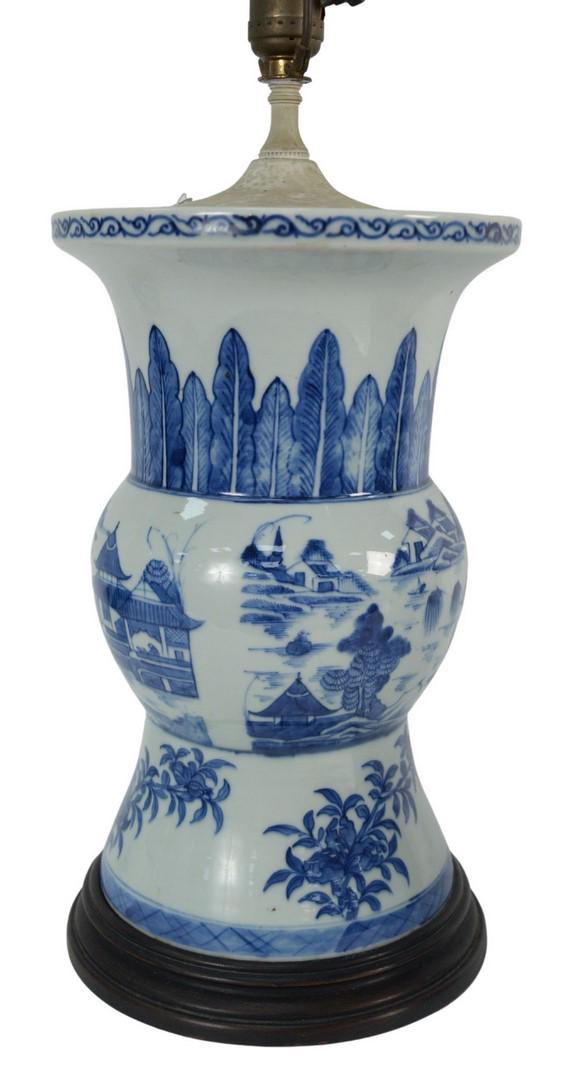 Chinese Blue and White Porcelain Vase made into a table (1 of 5)