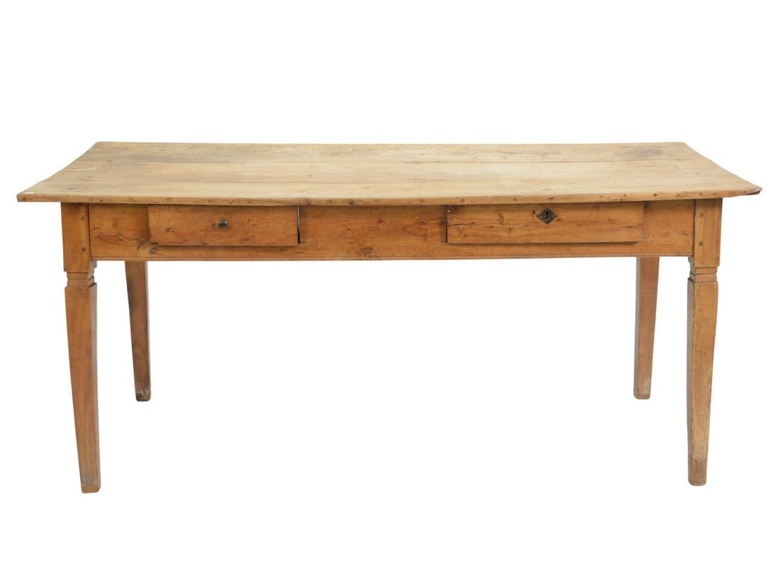 Country French Fruitwood Farm Table having two drawers (1 of 4)