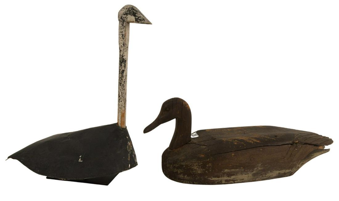 Two Carved Decoys to include carved wooden Canada goose (1 of 6)