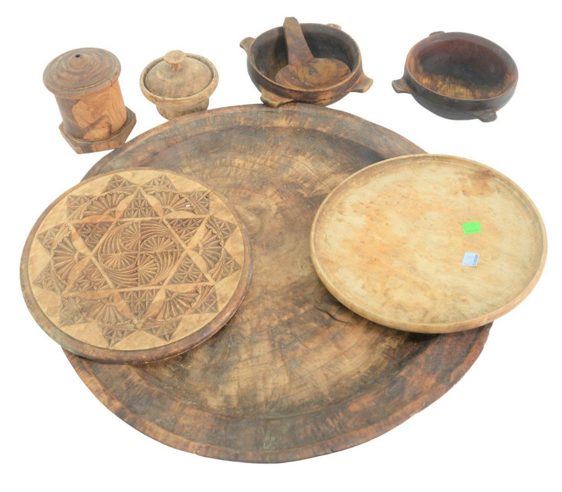 Eight Piece Group of Woodware to include a large (1 of 5)