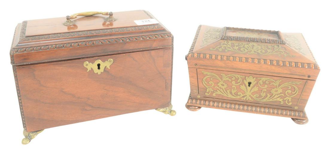 Two Regency Boxes to include rosewood with brass inlay (1 of 6)