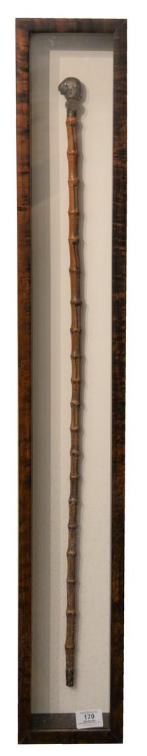 Bamboo Cane, having silver monkey wearing a shirt, (1 of 3)