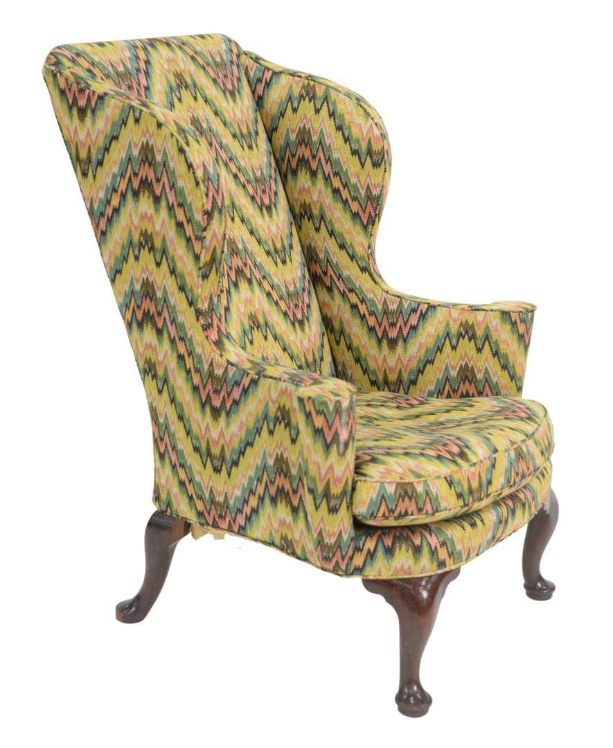 Queen Anne Upholstered Wing Chair having rolled out (1 of 3)