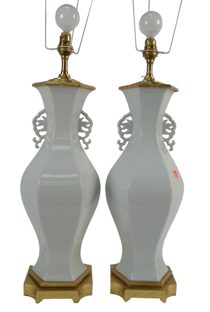Pair of Blanc de Chine Porcelain Vases having hexagonal (1 of 5)