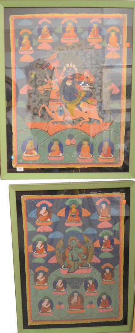Four Piece Group to include two Chinese Thangkas, oil (1 of 3)