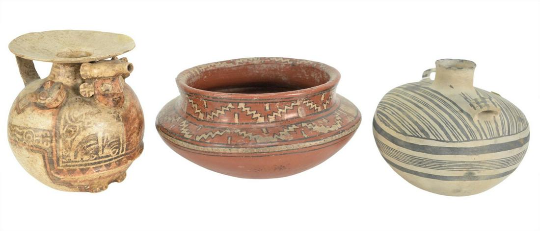 Three Painted Vessels, to include polychrome pottery (1 of 5)