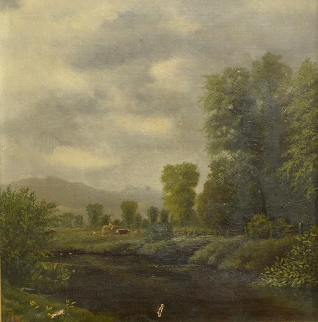 American School (19th Century), pastoral landscape with (1 of 4)