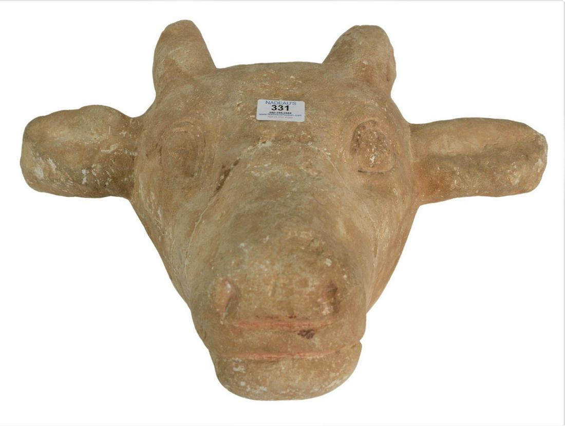 Early Carved Stone Head of a Bull, possibly Roman or (1 of 4)