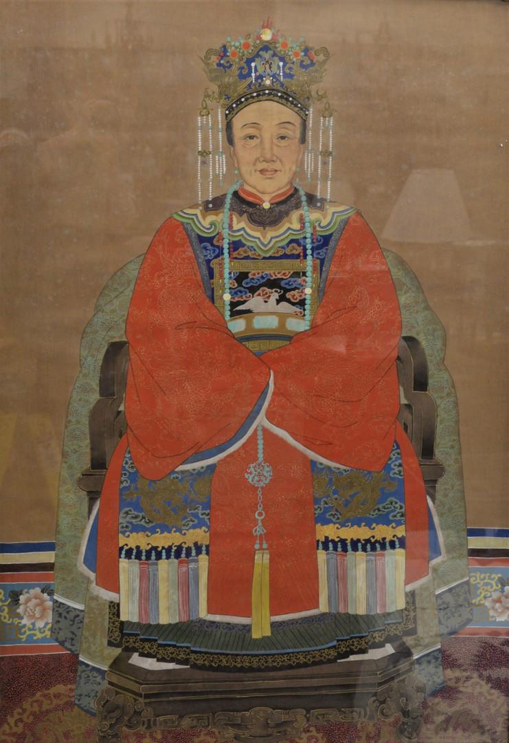Large Chinese Ancestral Portrait seated scholar figure (1 of 3)