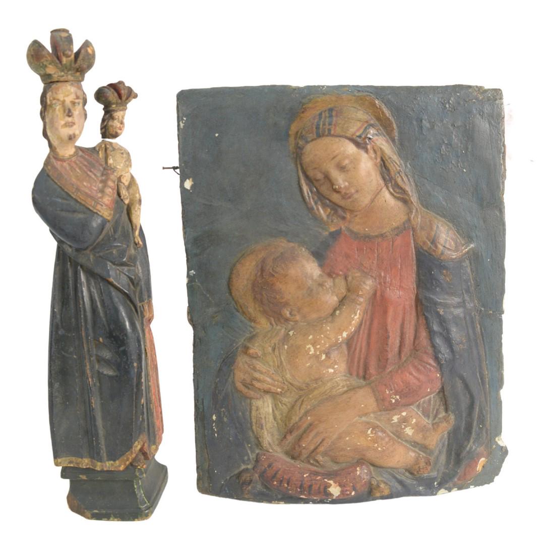 Two-Piece Group to include a painted plaster Madonna (1 of 6)