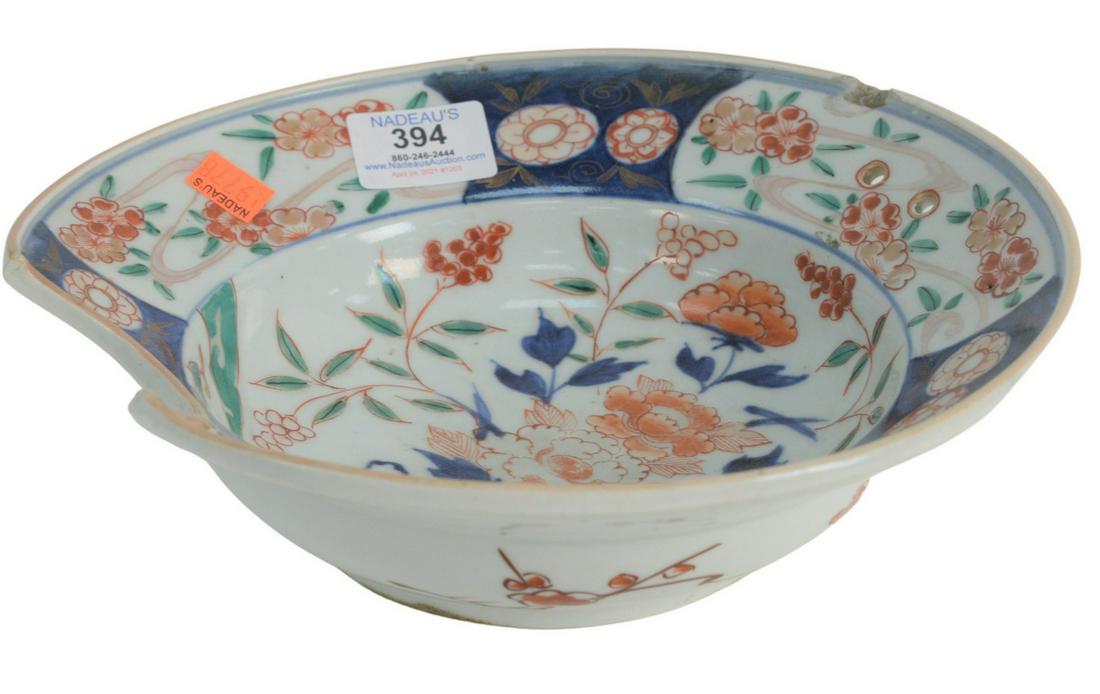 Chinese Imari Porcelain Bleeding Bowl with old label on (1 of 4)