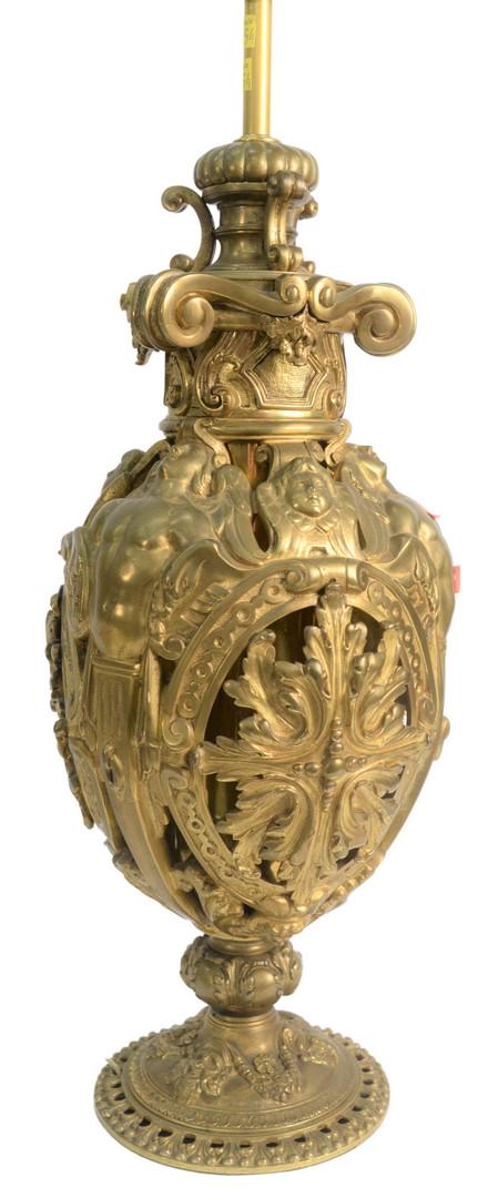 American Renaissance Revival Gilt Bronze Oil Lamp (1 of 5)