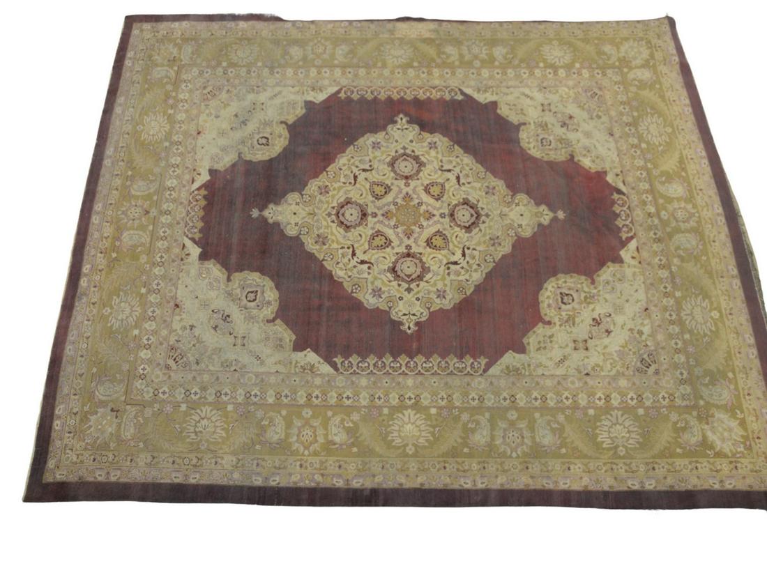 Agra Oriental Carpet, 12' x 14' 5", [wear].: Agra Oriental Carpet, 12' x 14' 5", [wear].