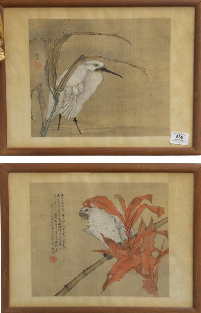 Two Chinese Watercolors on Silk to include a white (1 of 4)