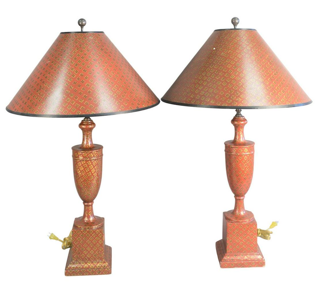 Pair of Decorative Table Lamps, having shades, total (1 of 3)