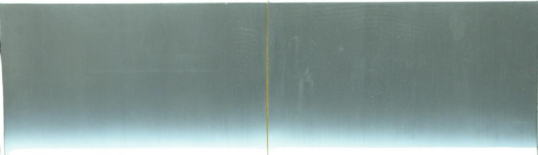 Eric Orr (American, 1939-1998), Transmutation 33, 1980,: Eric Orr (American, 1939-1998), Transmutation 33, 1980, gold leaf, bone ash and chalk on lead panel and board; signed, titled, and dated on the reverse, framed: 11" x 37".