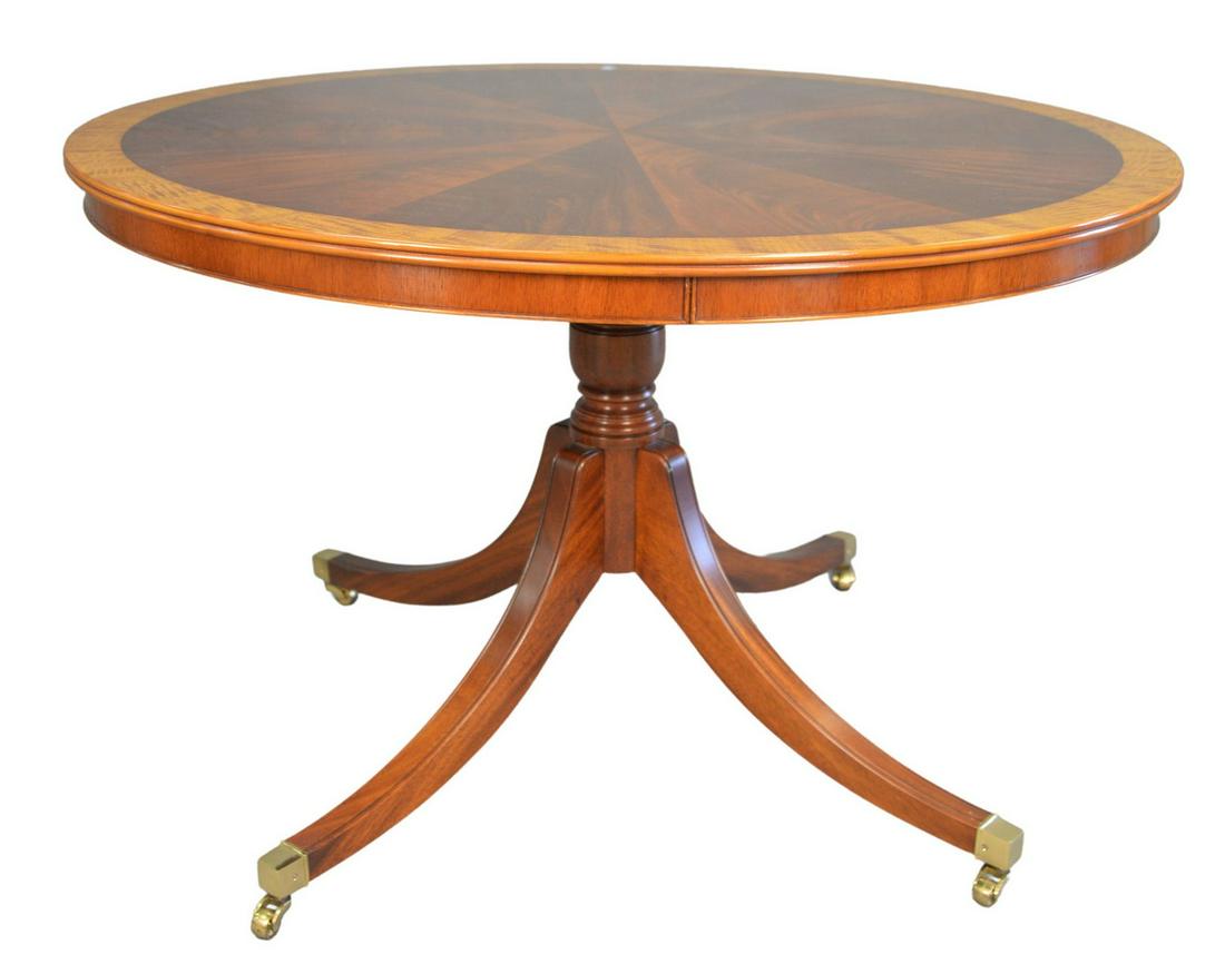 Custom Mahogany Round Dining Table having single (1 of 5)