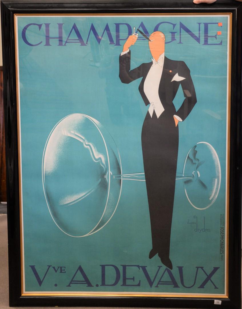 Champagne Vue A Devaux, lithograph poster by Dryden, (1 of 4)