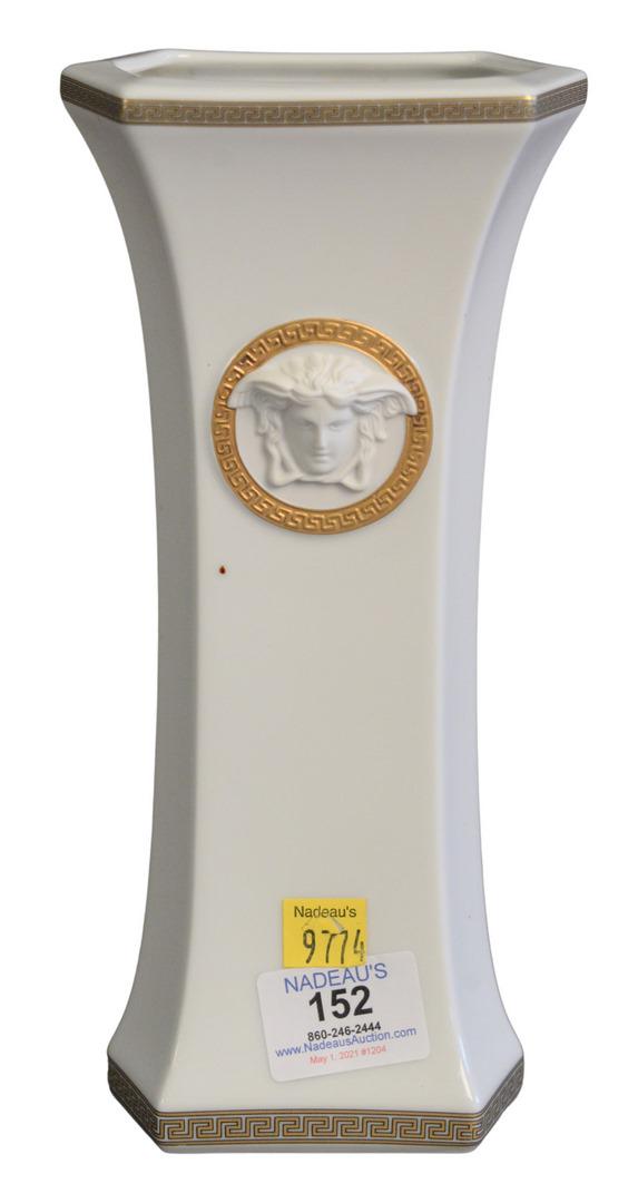 Versace Rosenthal Gorgona Medusa Head Vase, height 10: Versace Rosenthal Gorgona Medusa Head Vase, height 10 inches, width 4 3/4 inches, depth 3 1/2 inches. Provenance: Property from the Estate of Alexis Gregory, Sold to Benefit the Alexis Gregory Foundat