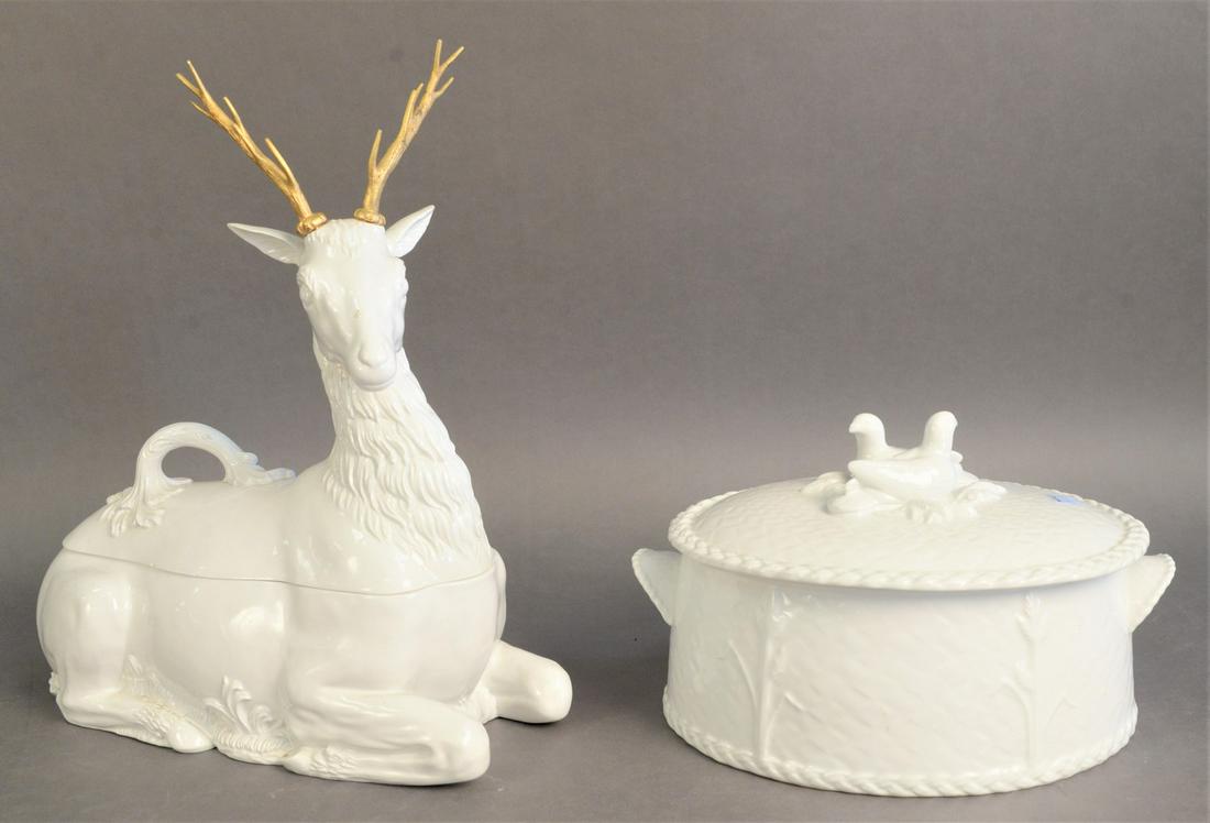 Two Piece Lot to include Mottahedeh deer tureen, height (1 of 5)