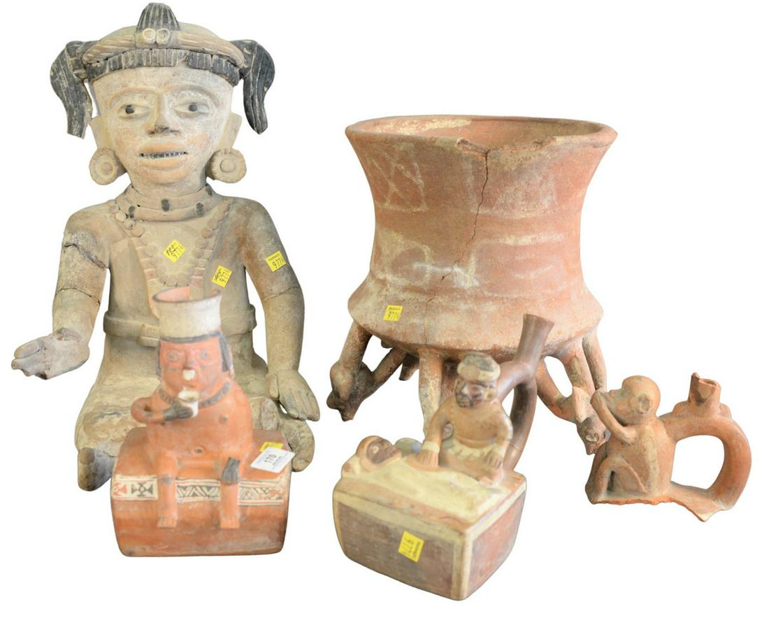 Four Terracotta Items to include a Moche polychrome (1 of 5)