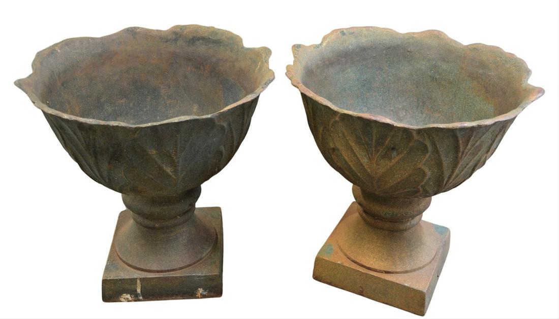 Pair of Cast Iron Outdoor Planters, height 24 inches, (1 of 3)