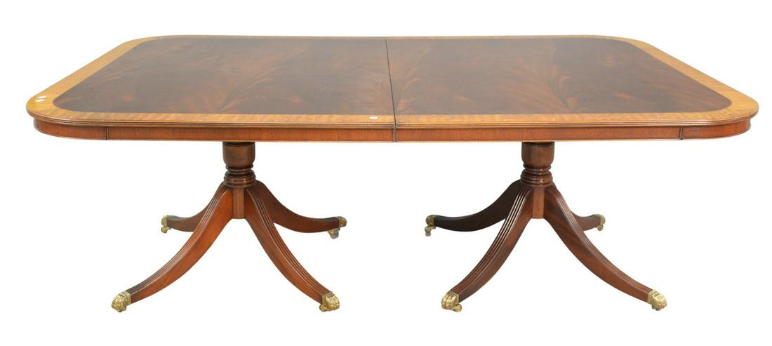 Custom Mahogany Double Pedestal Dining Table having (1 of 4)
