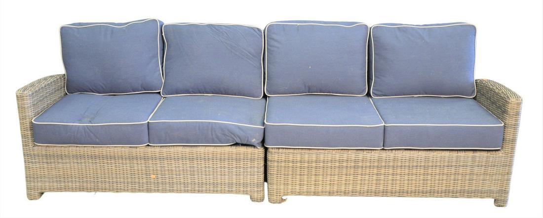 Two Part Woven Outdoor Sofa having Sunbrella (1 of 4)