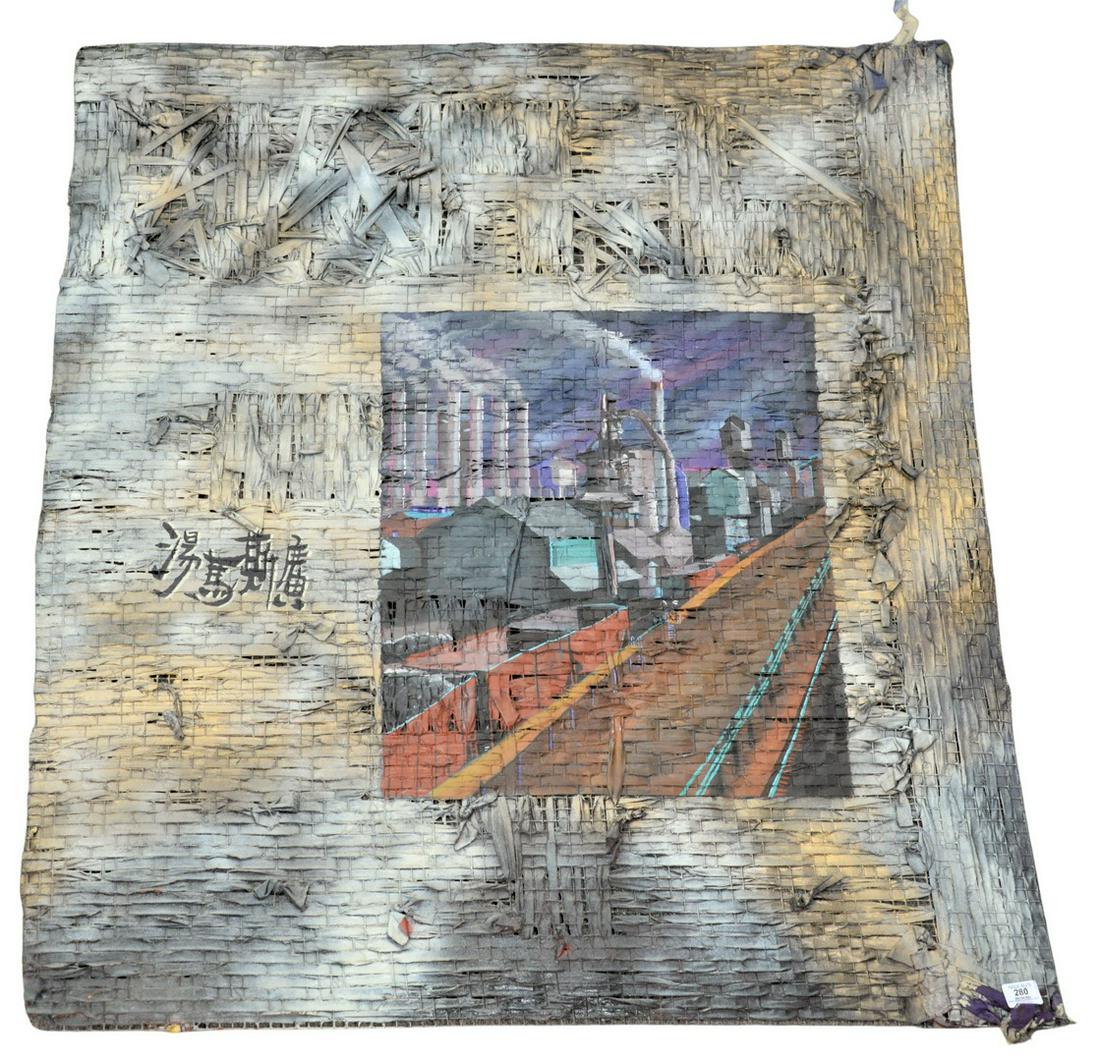 Thom Corn (20th century), One for Charlie, 1984,: Thom Corn (20th century), One for Charlie, 1984, hardware and acrylic paint on cotton and muslin, unsigned, 36" x 42".