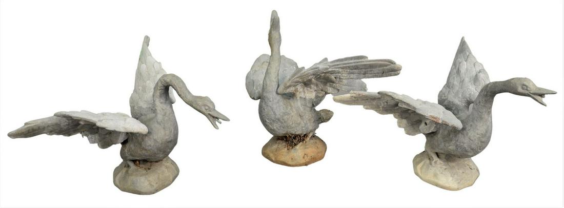 Three large Lead Swan Fountain Sculptures, approximate (1 of 4)