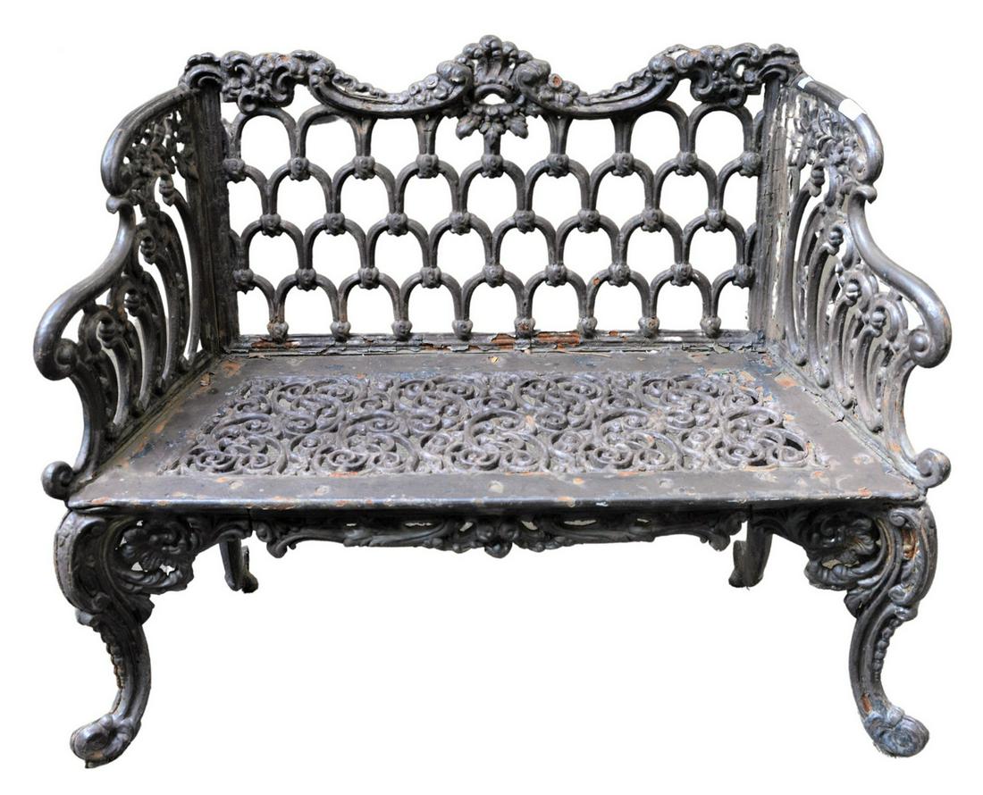 Victorian Iron Outdoor Garden Bench, height 35 inches, (1 of 4)
