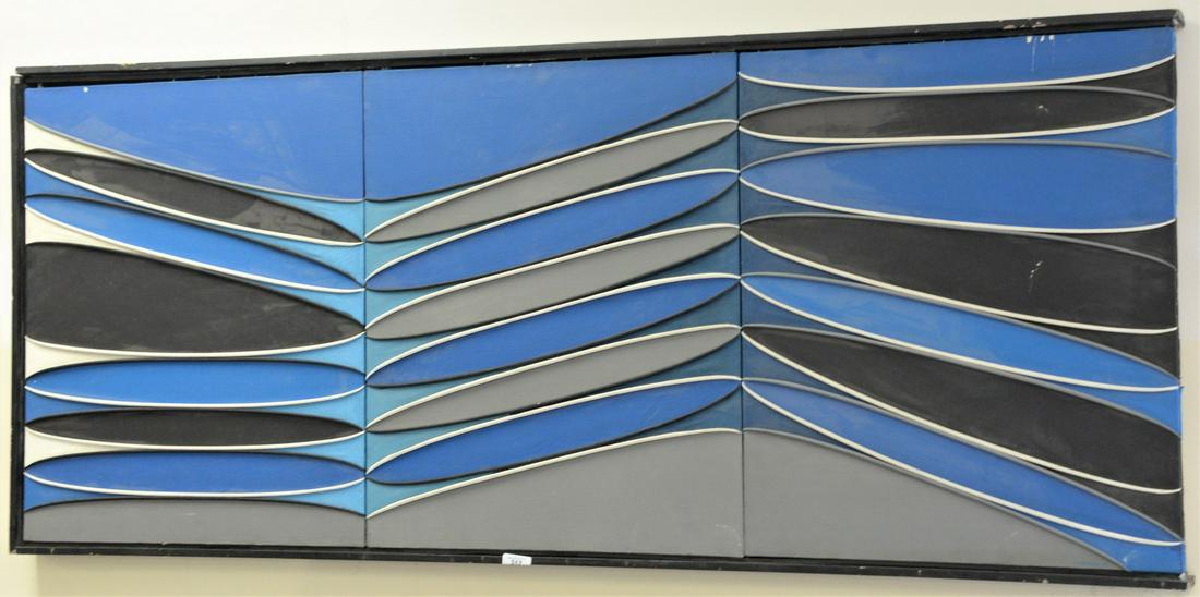 Sybil Wilson (American, b. 1923), New Dissent, 1969,: Sybil Wilson (American, b. 1923), New Dissent, 1969, acrylic on shaped canvas, signed and dated lower right "S. Wilson 69", 24" x 60".