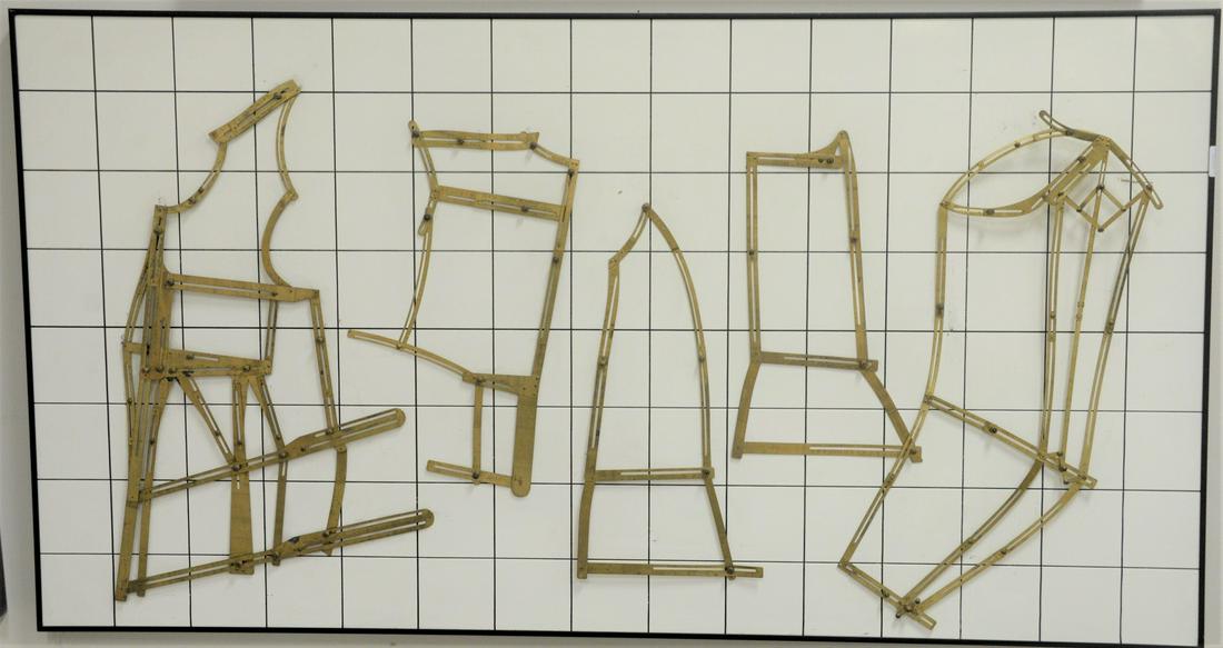 American Brass Dress pattern forms, circa 1900, mounted (1 of 4)