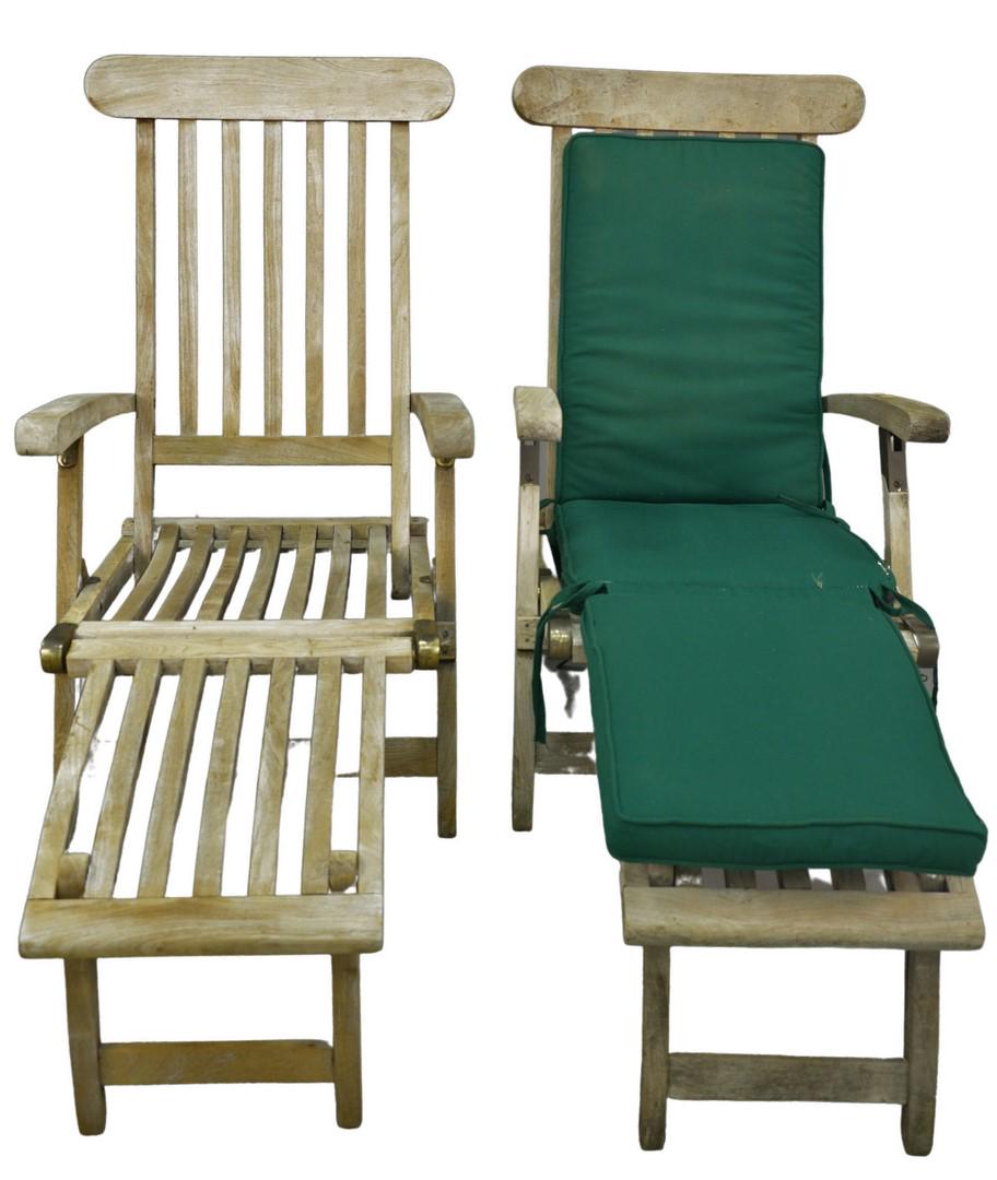 Pair of Outdoor Classics Teak Lounge Chairs having fold (1 of 5)
