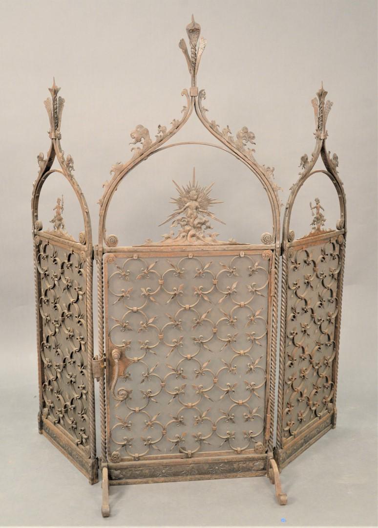 Continental Iron Fire Screen, height 54 inches, width: Continental Iron Fire Screen, height 54 inches, width 50 inches.