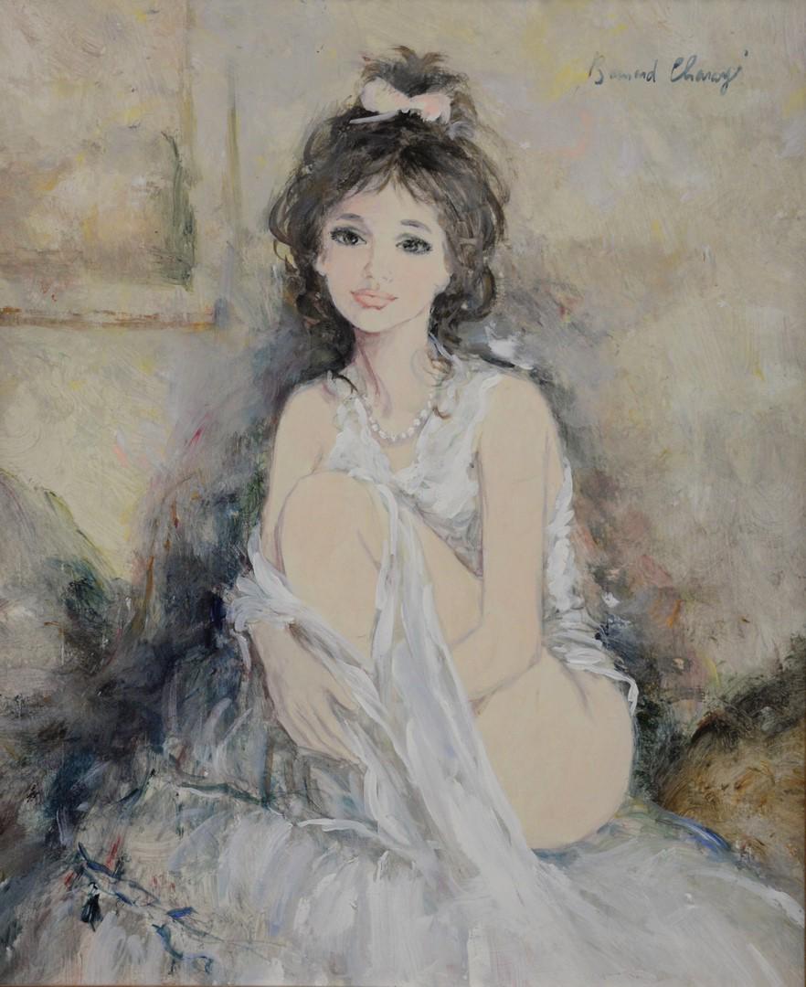 Bernard Chavoy (French, b. 1931), "Rachel", oil on: Bernard Chavoy (French, b. 1931), "Rachel", oil on canvas, signed upper right: Bernard Charoy; signed and titled on the reverse: Rachel 12F Bernard Charoy; 23 1/2" x 19". Provenance: Merrill Chase Gal